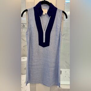 Sail to Sable Navy Striped Linen Dress